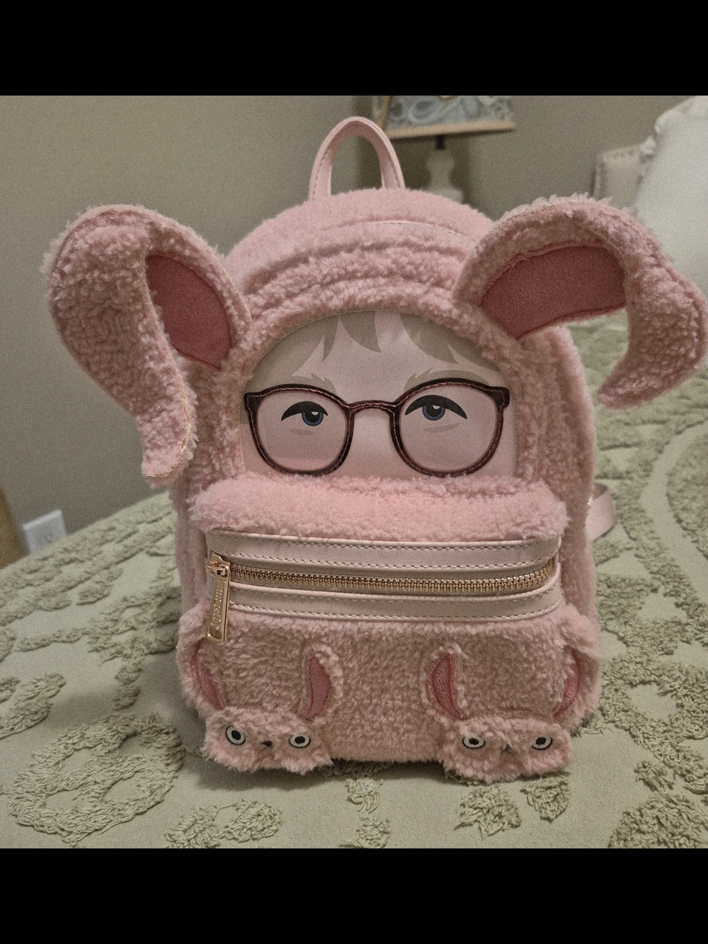 HTF Loungefly Ralphie A Christmas Story Pink Fuzzy Bunny Cosplay Mini Backpack